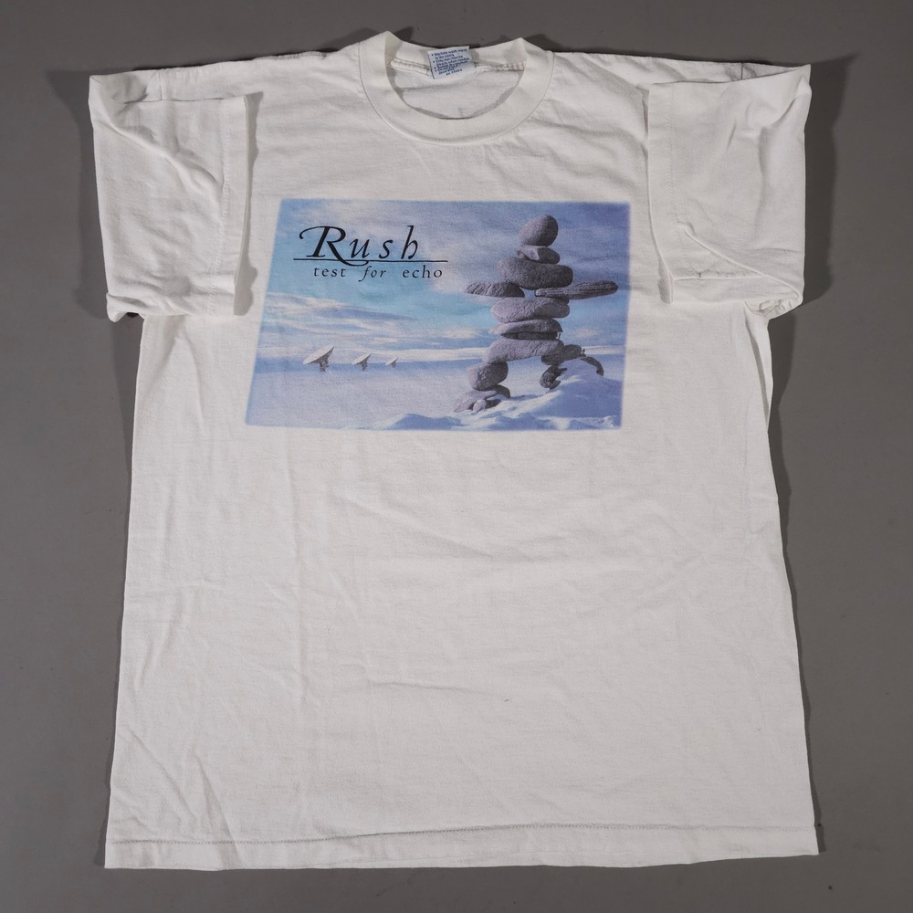 Rush T-Shirt Mens XL White Test For Echo 1996-97 Tour Single Stitch USA Made